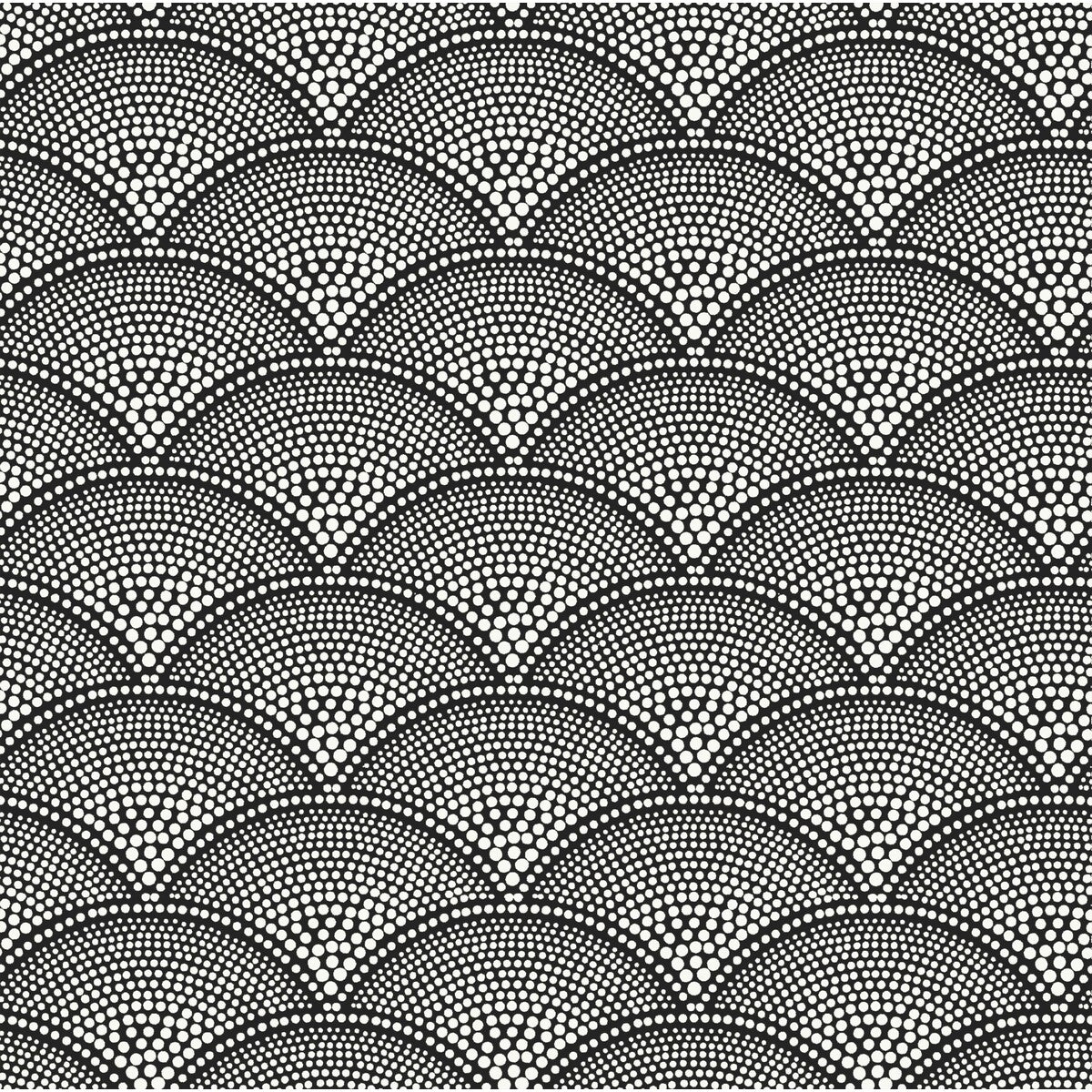 Feather Fan Woven-Wht On Blk