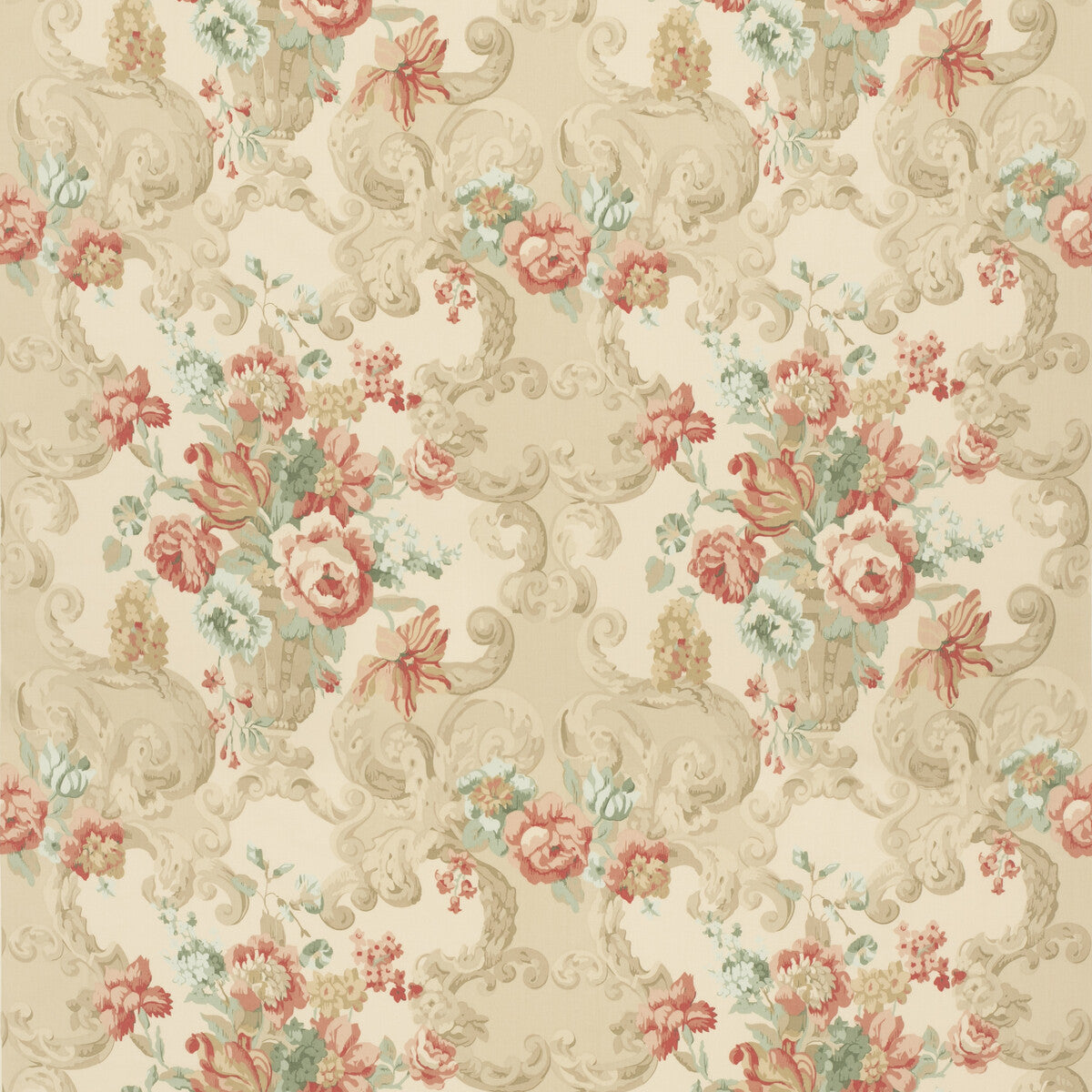 Floral Rococo-Lovat/Red
