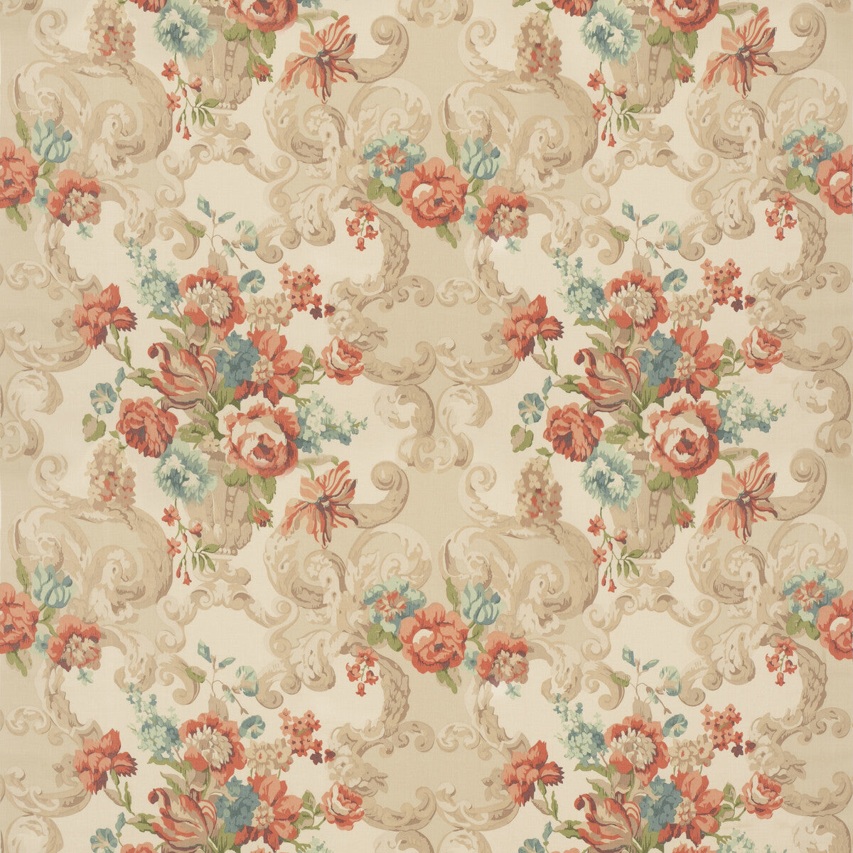 Floral Rococo-Red/Green