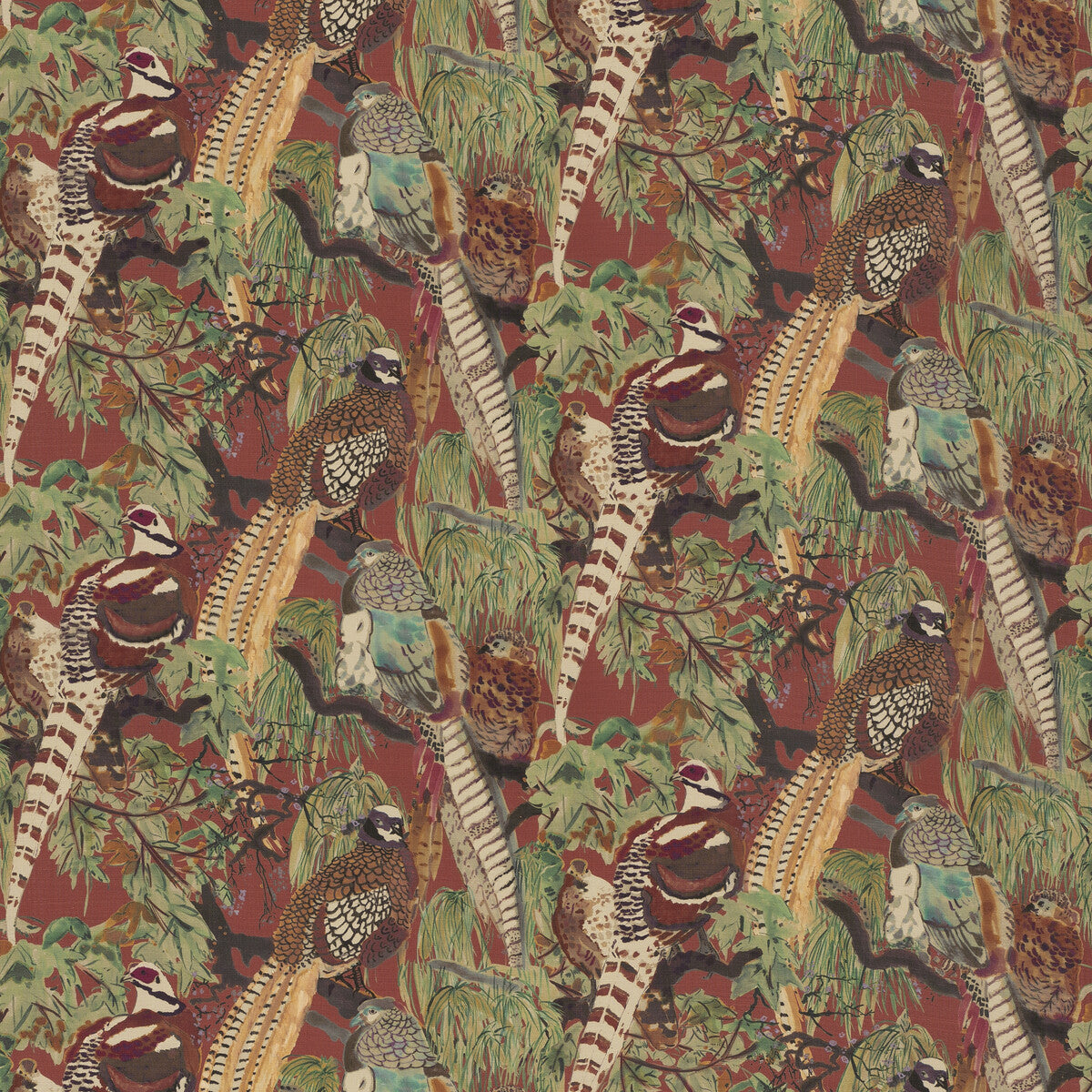 Game Birds Linen-Red/Plum