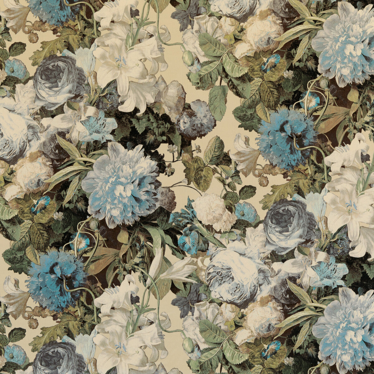 Floral Pompadour Velvet-Sage