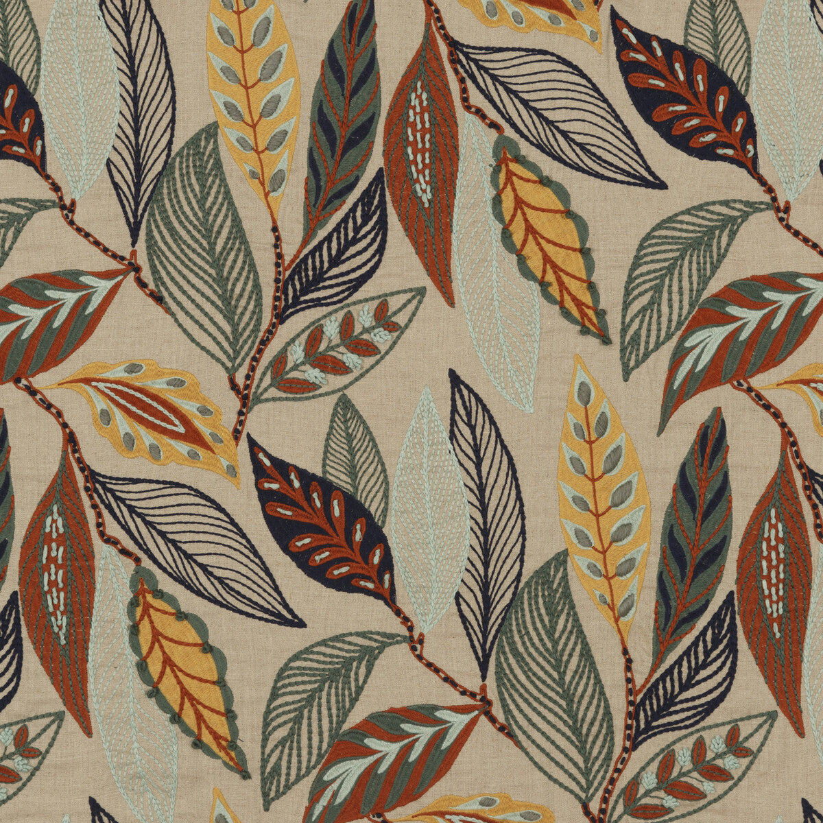 Forest Leaves-Indigo/Teal