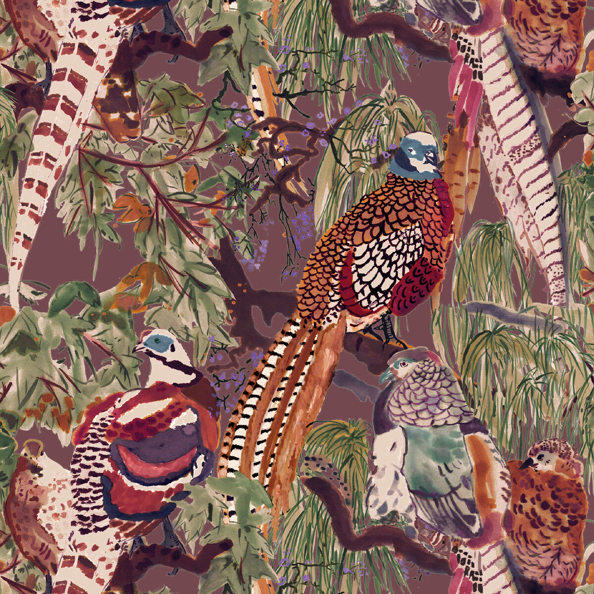 Game Birds-Red/Plum