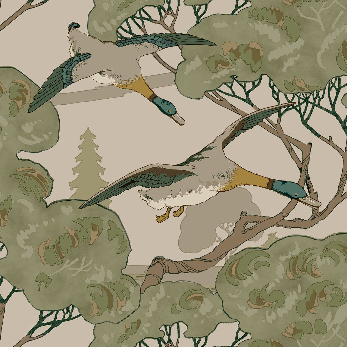 Grand Flying Ducks-Emerald
