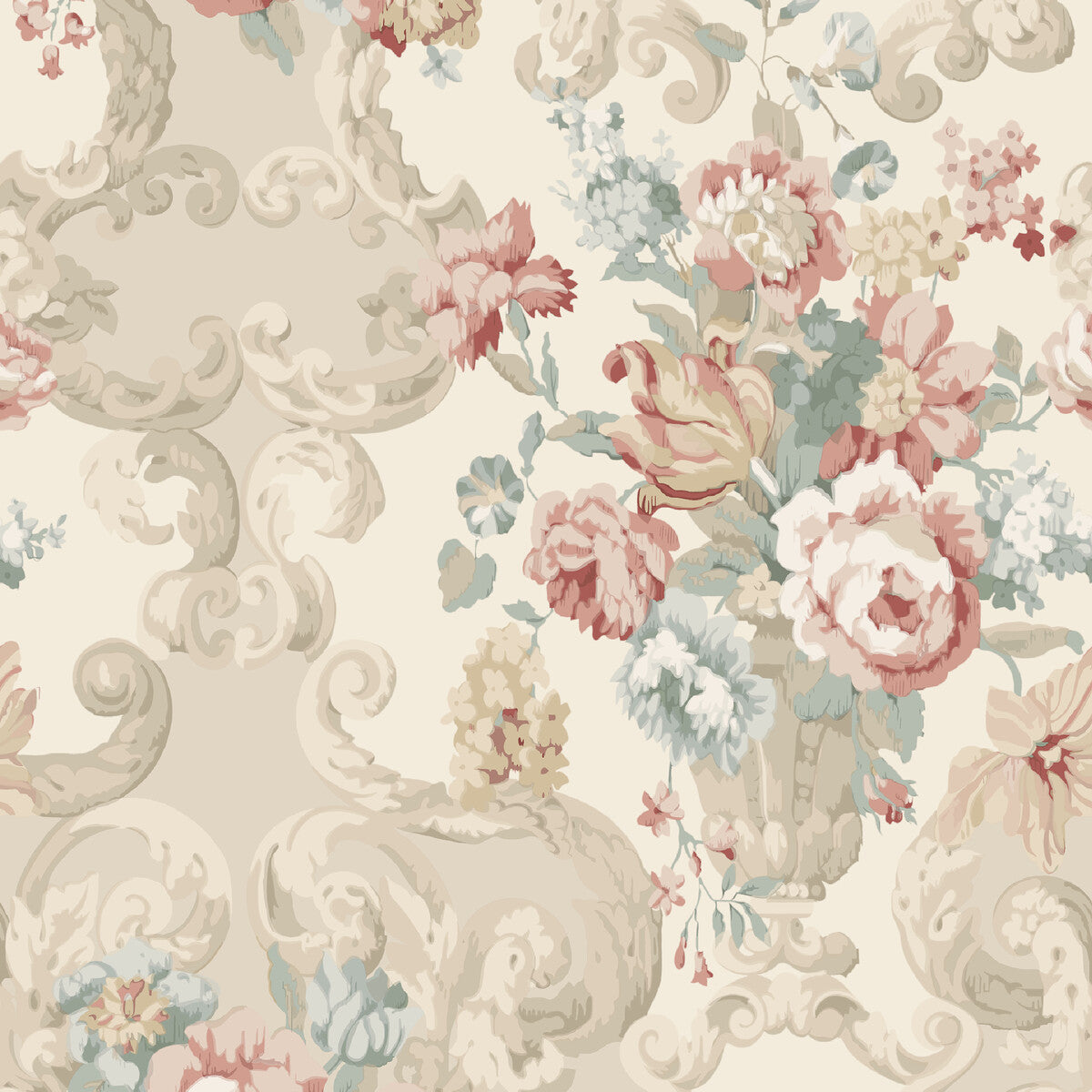 Floral Rococo-Lovat/Red