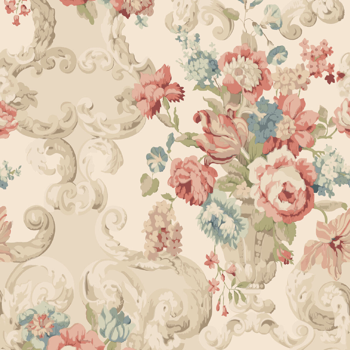 Floral Rococo-Red/Green