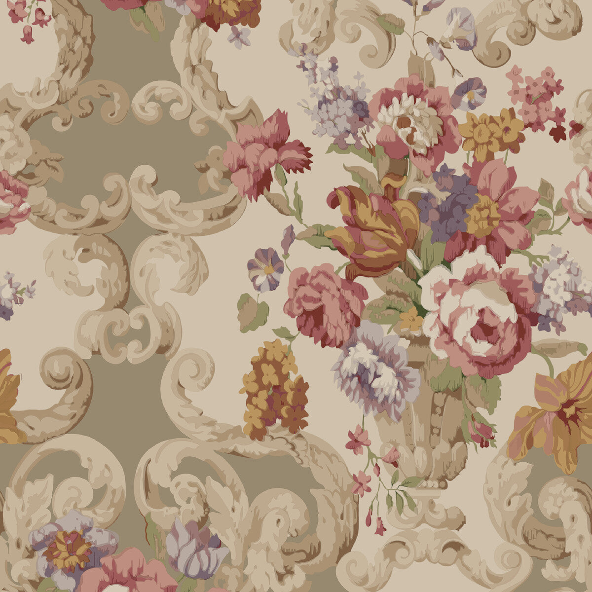 Floral Rococo-Red/Plum