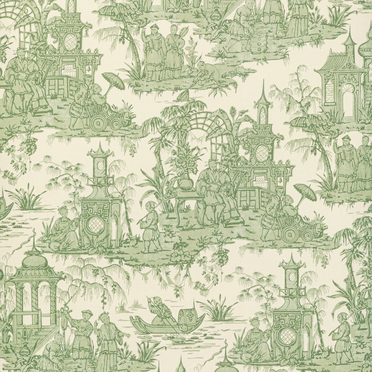 Pagoda Toile Paper-Green