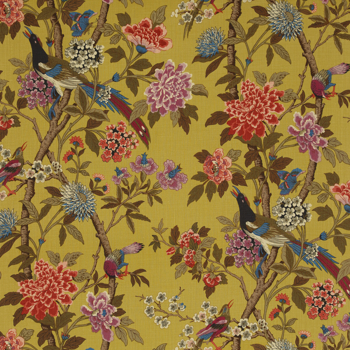 Hydrangea Bird-Mustard/Mauve
