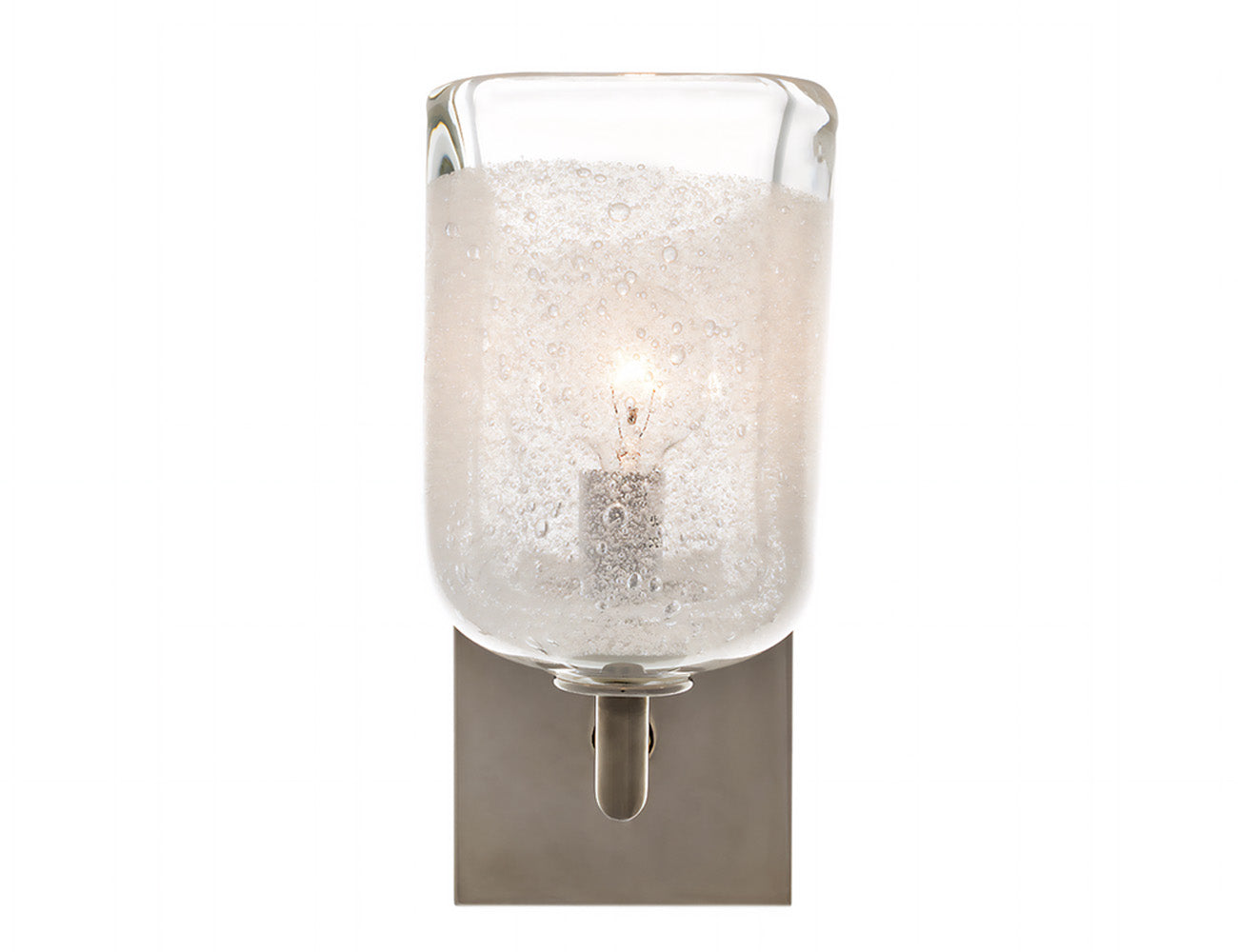 Bubble Sconce Clear Bubble Glass Dark Bronze Metal Square Canopy