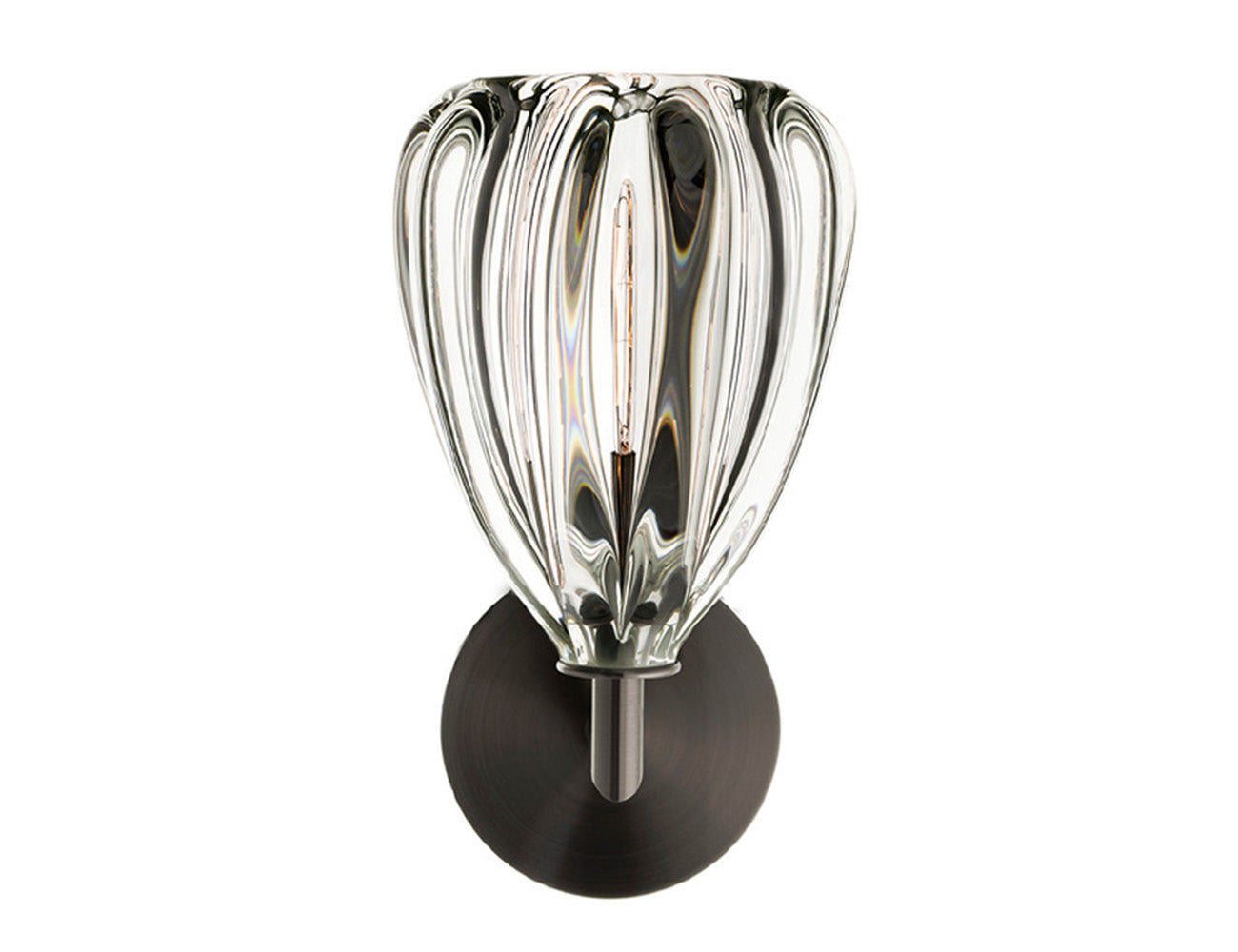 Barnacle Sconce Clear Glass Dark Bronze Metal Round Canopy