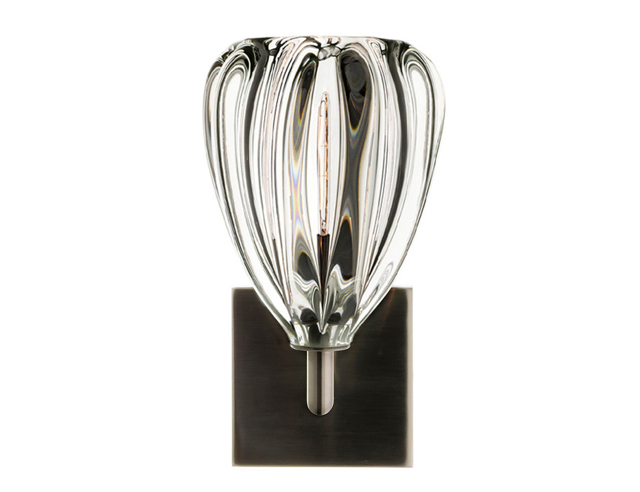 Barnacle Sconce Clear Glass Dark Bronze Metal Square Canopy