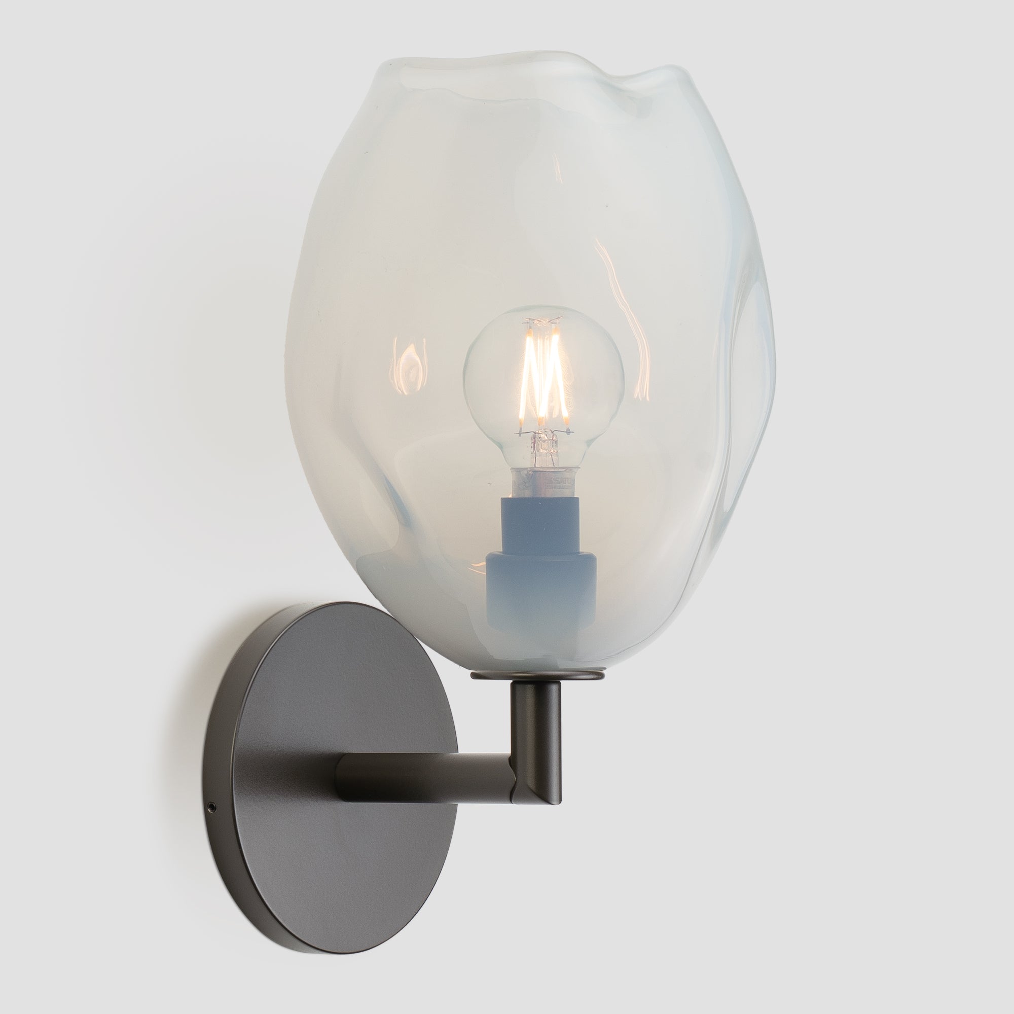 Wabi Sconce Opaline Glass Dark Bronze Metal Round Canopy