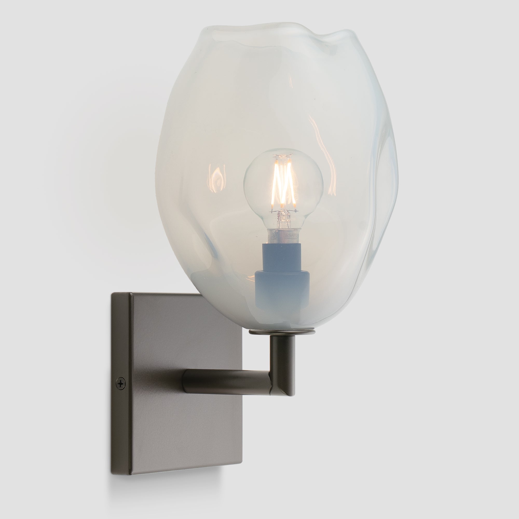 Wabi Sconce Opaline Glass Dark Bronze Metal Square Canopy