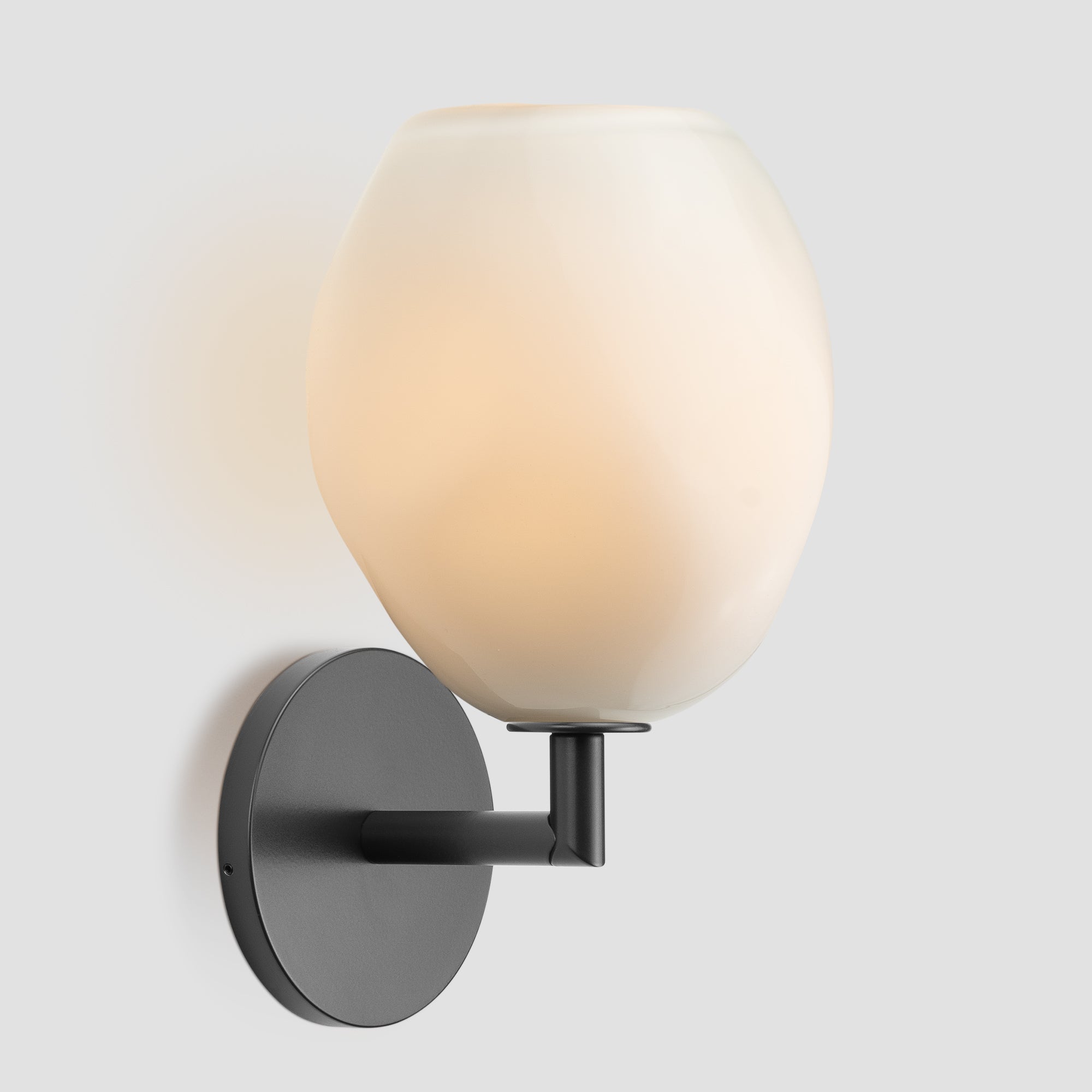 Wabi Sconce Enamel White Glass Black Metal Round Canopy