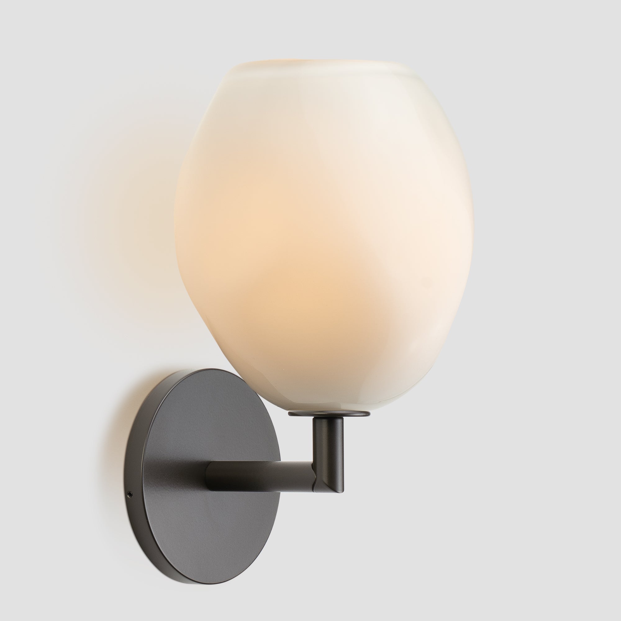 Wabi Sconce Enamel White Glass Dark Bronze Metal Round Canopy