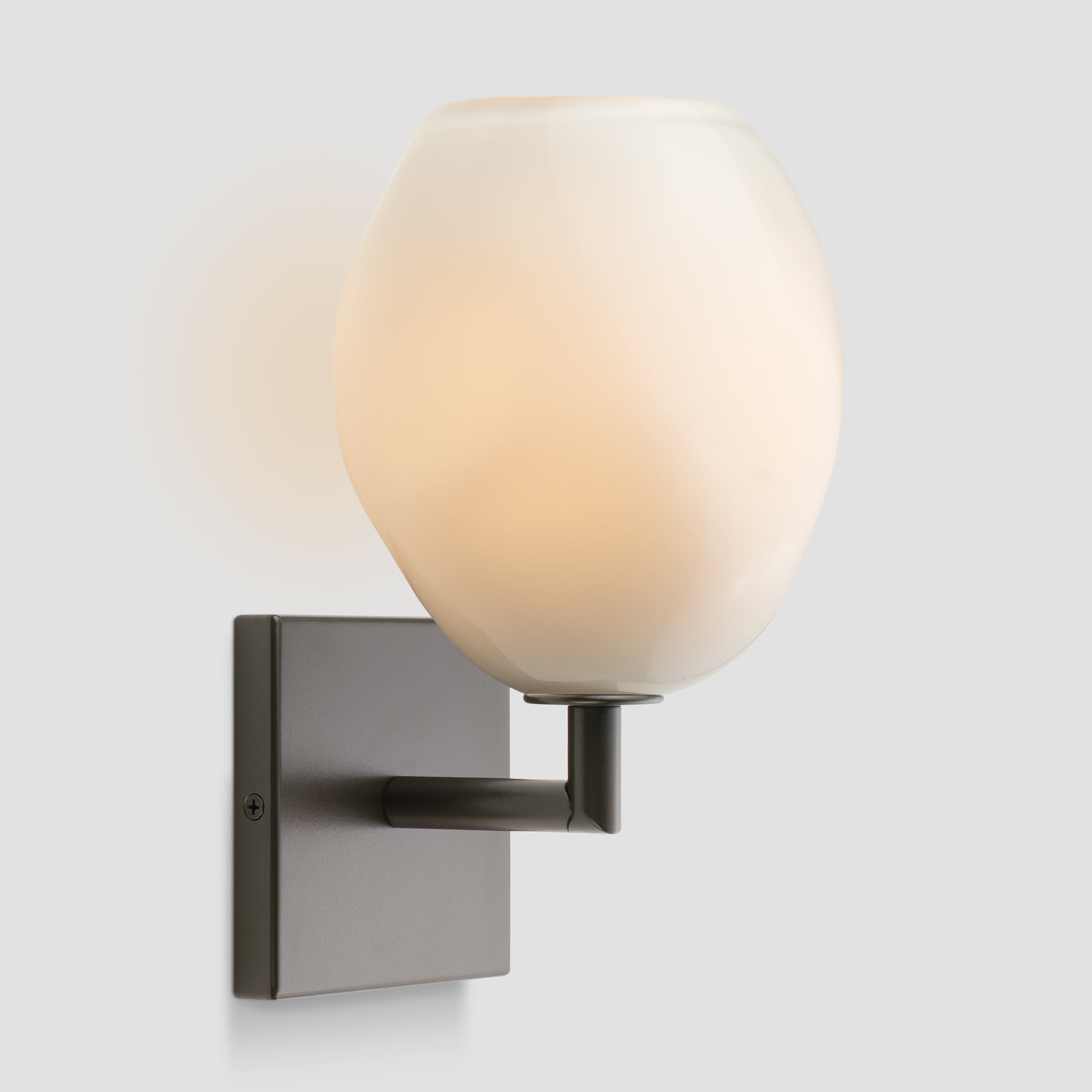 Wabi Sconce Enamel White Glass Dark Bronze Metal Square Canopy