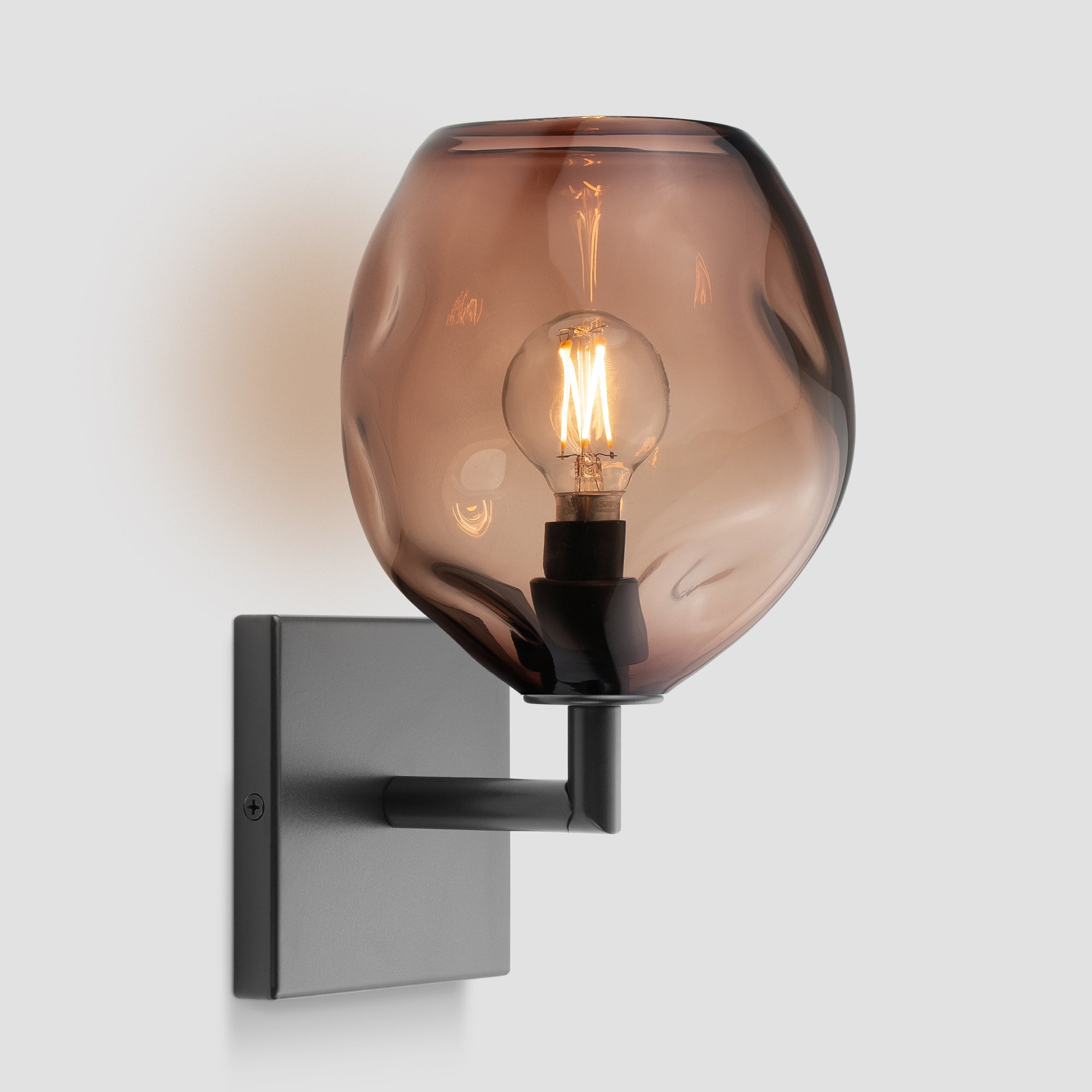 Wabi Sconce Tea Glass Black Metal Square Canopy