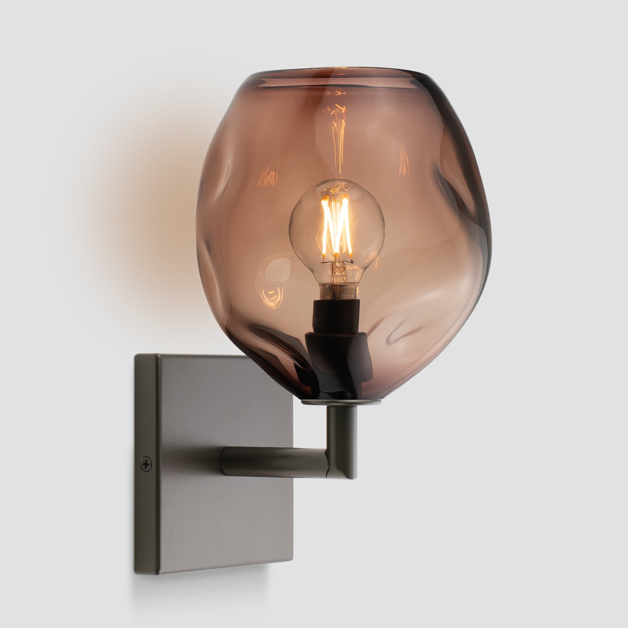 Wabi Sconce Tea Glass Dark Bronze Metal Square Canopy