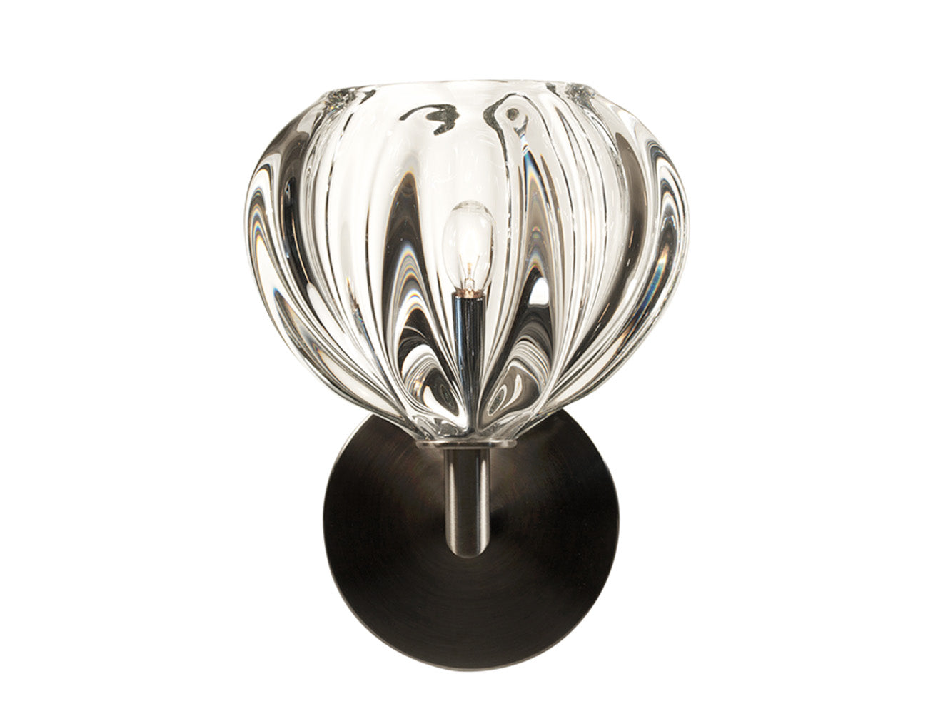 Urchin Sconce Clear Glass Dark Bronze Metal Round Canopy