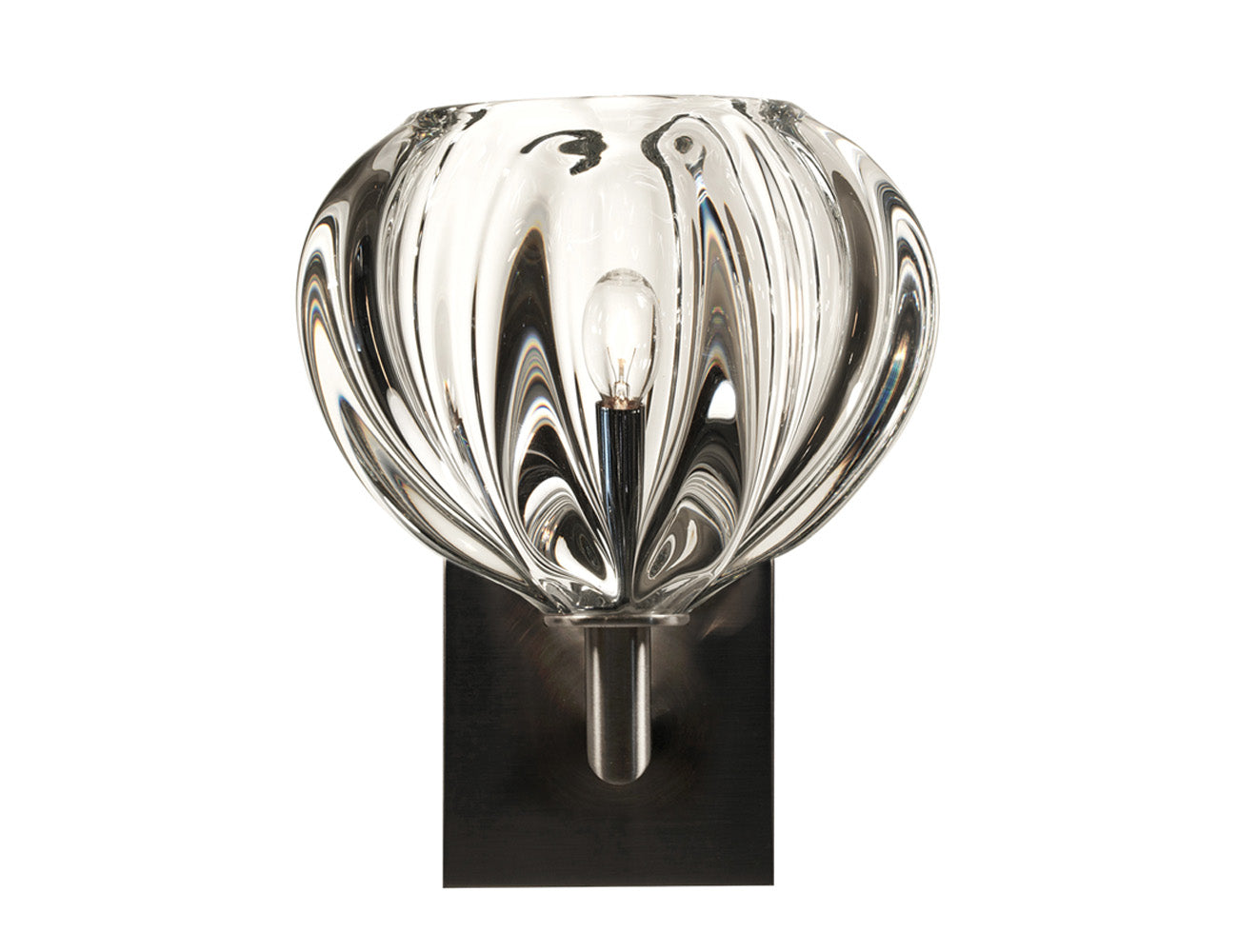Urchin Sconce Clear Glass Dark Bronze Metal Square Canopy