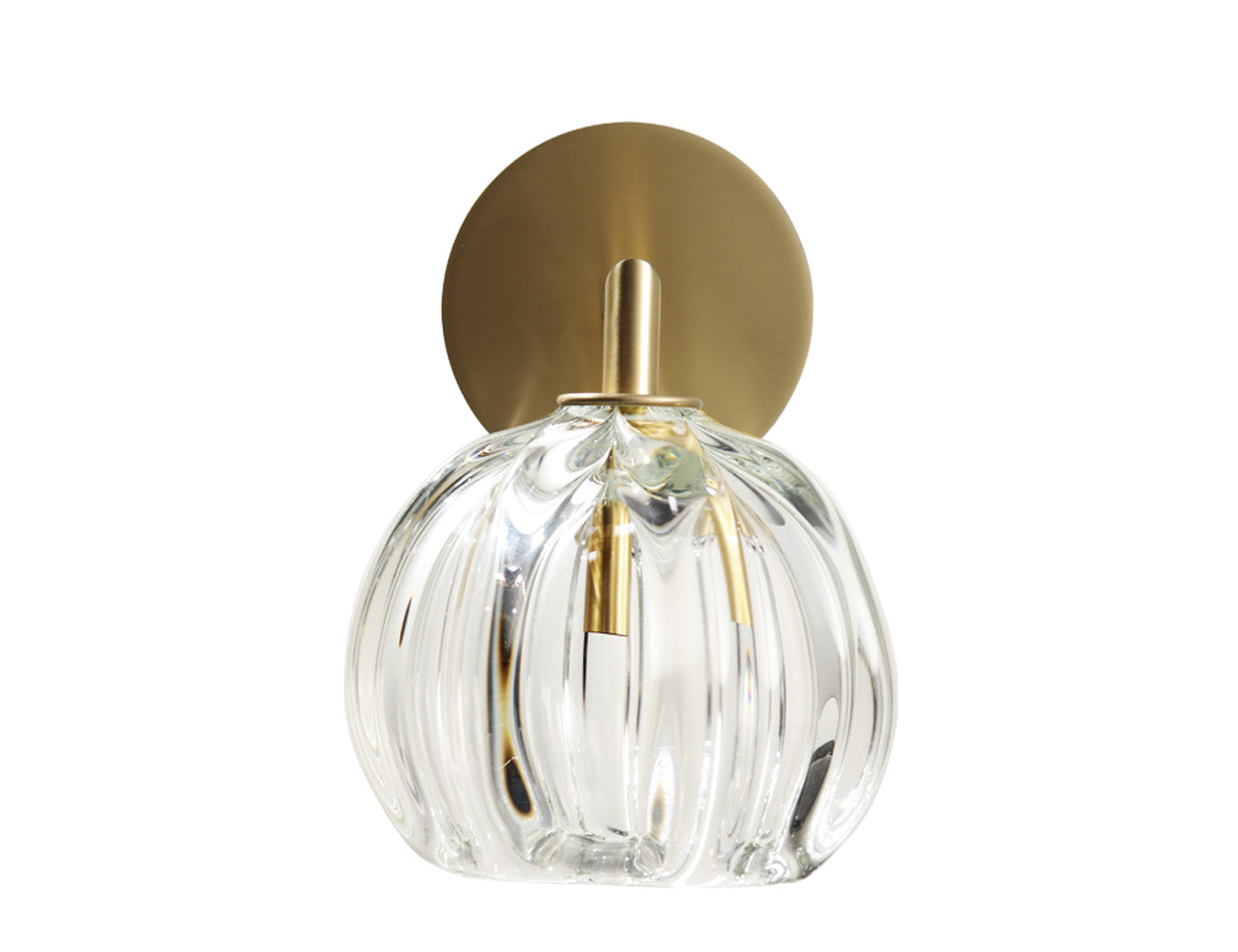 Urchin Sconce Clear Glass Brushed Brass Metal Round Canopy