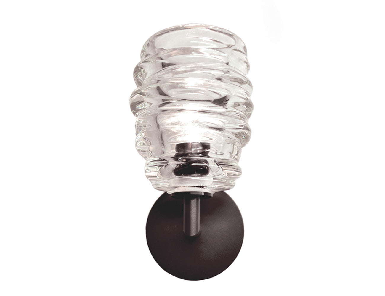Cyclone Sconce Clear Glass Dark Bronze Metal Round Canopy