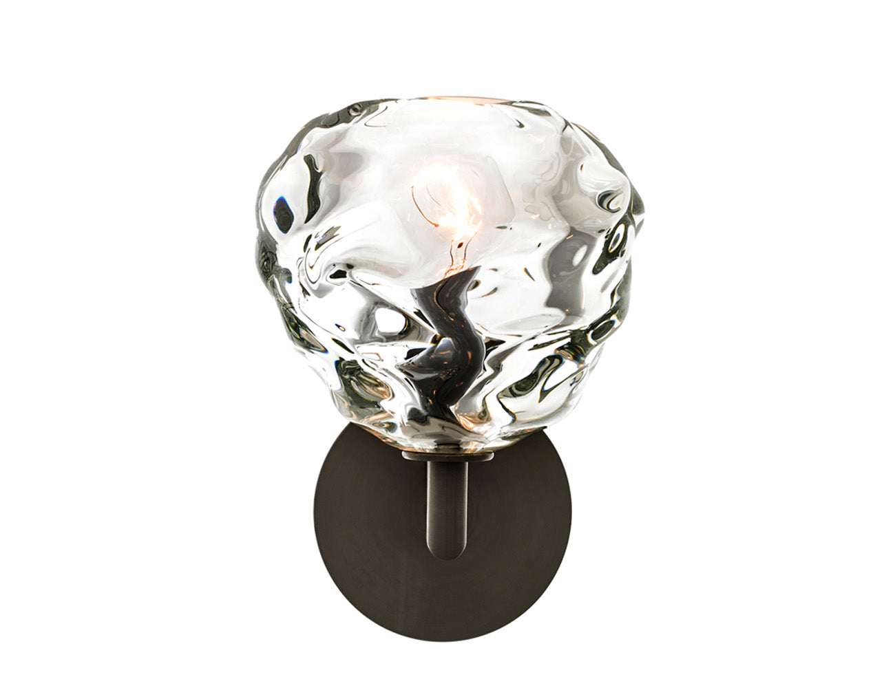 Happy Sconce Clear Glass Dark Bronze Metal Round Canopy