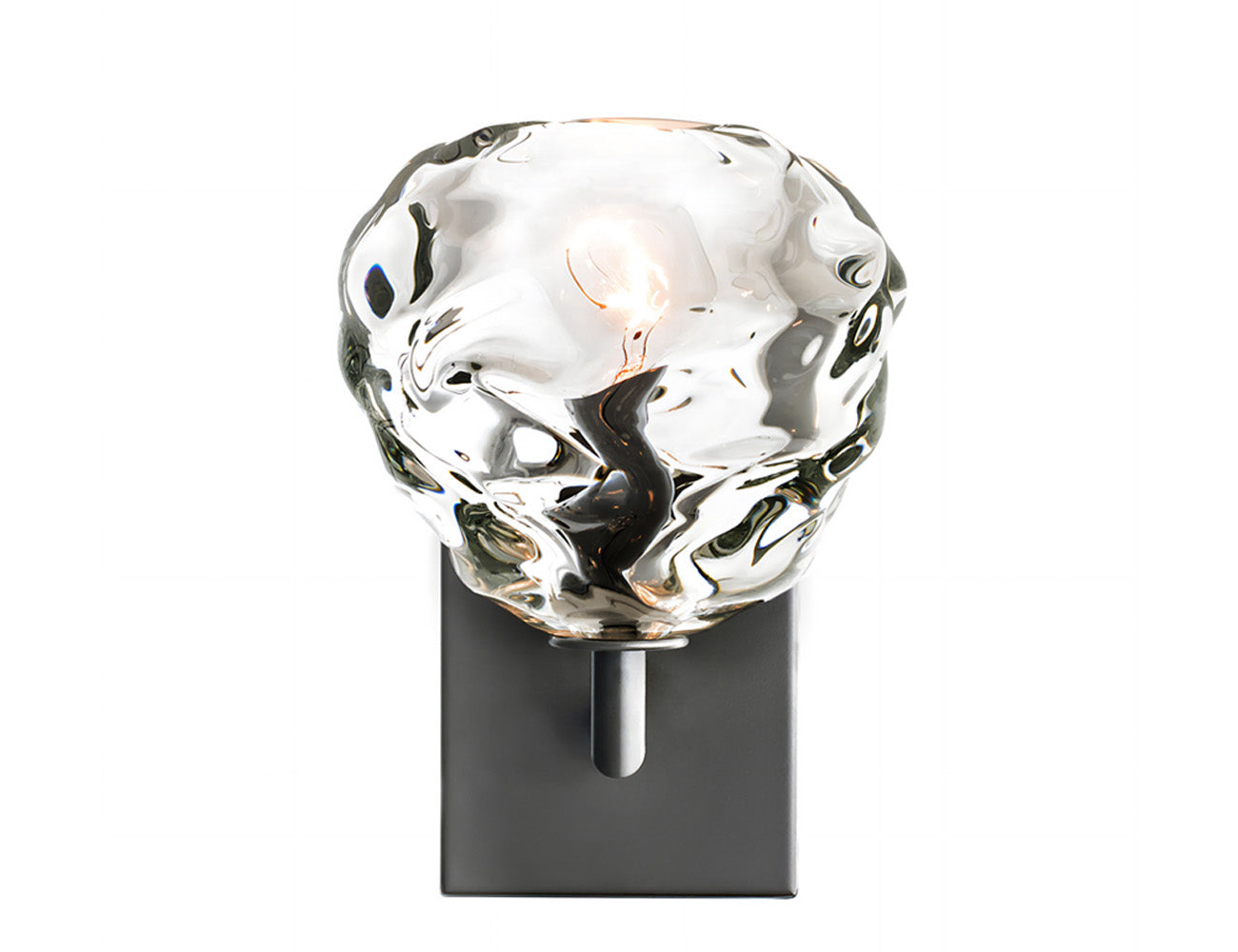 Happy Sconce Clear Glass Dark Bronze Metal Square Canopy