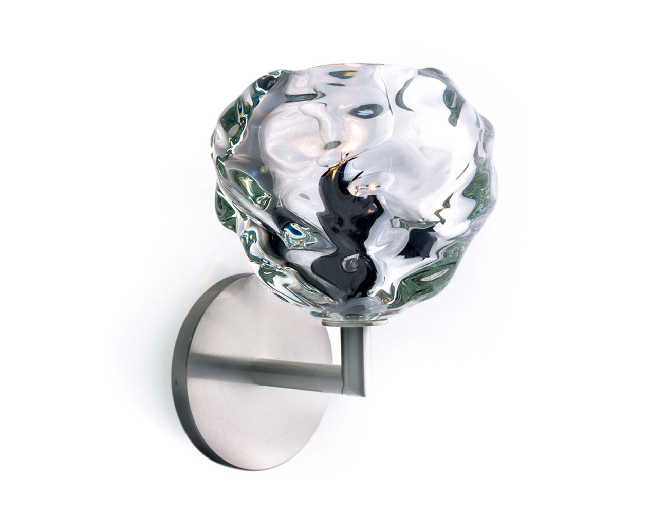 Happy Sconce Clear Glass Satin Nickel Metal Round Canopy
