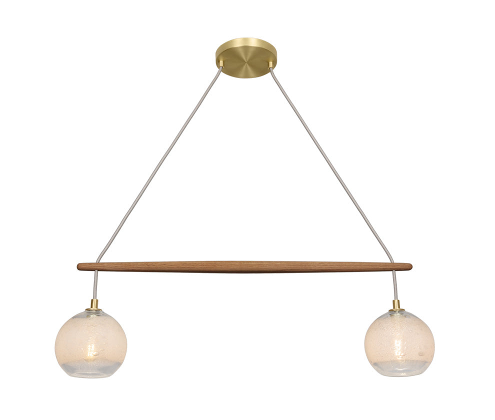 Linea Selva 2 Chandelier Clear Glass Brushed Brass Metal | White Oak