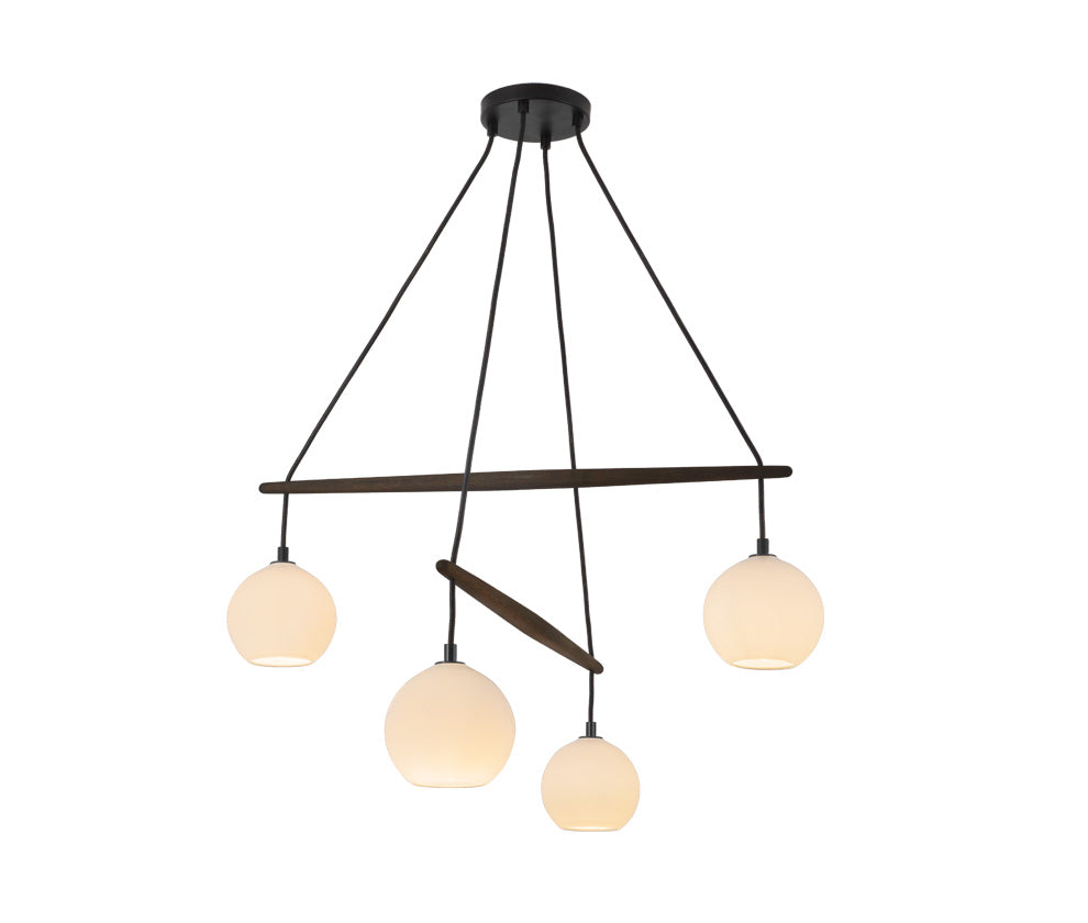 Linea Selva 490 Chandelier Enamel White Glass Black Metal