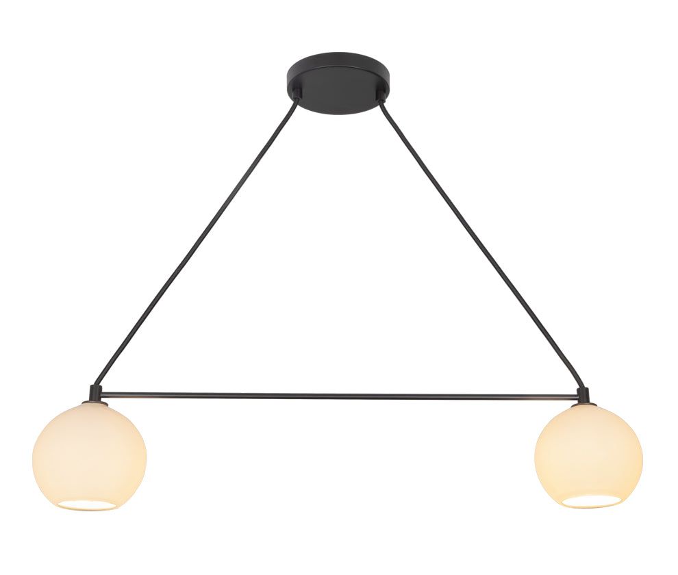Linea Lega 2 Chandelier Enamel White Glass Black Metal
