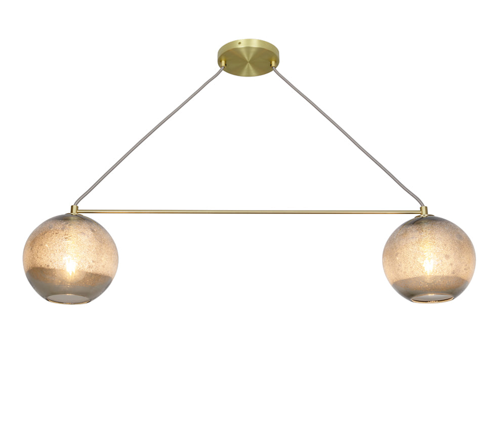Linea Lega 2 Chandelier Grey Bubble Glass Black Metal