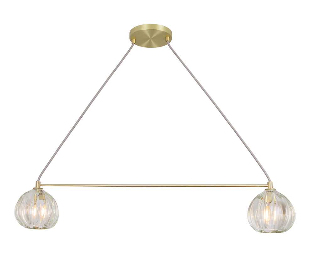 Linea Lega 2 Chandelier Clear Glass Brushed Brass Metal