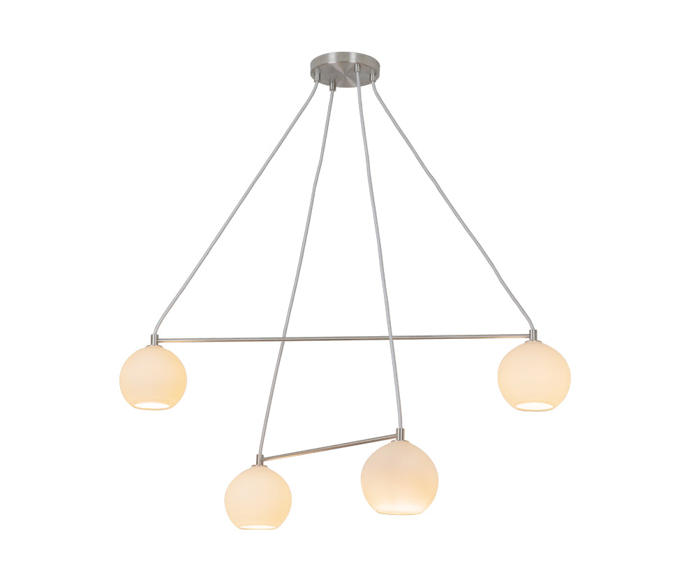 Linea Lega 460 Chandelier Enamel White Glass Satin Nickel Metal
