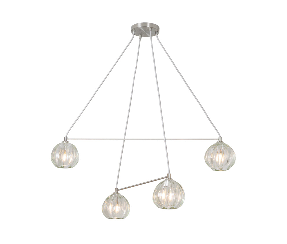 Linea Lega 460 Chandelier Clear Glass Satin Nickel Metal