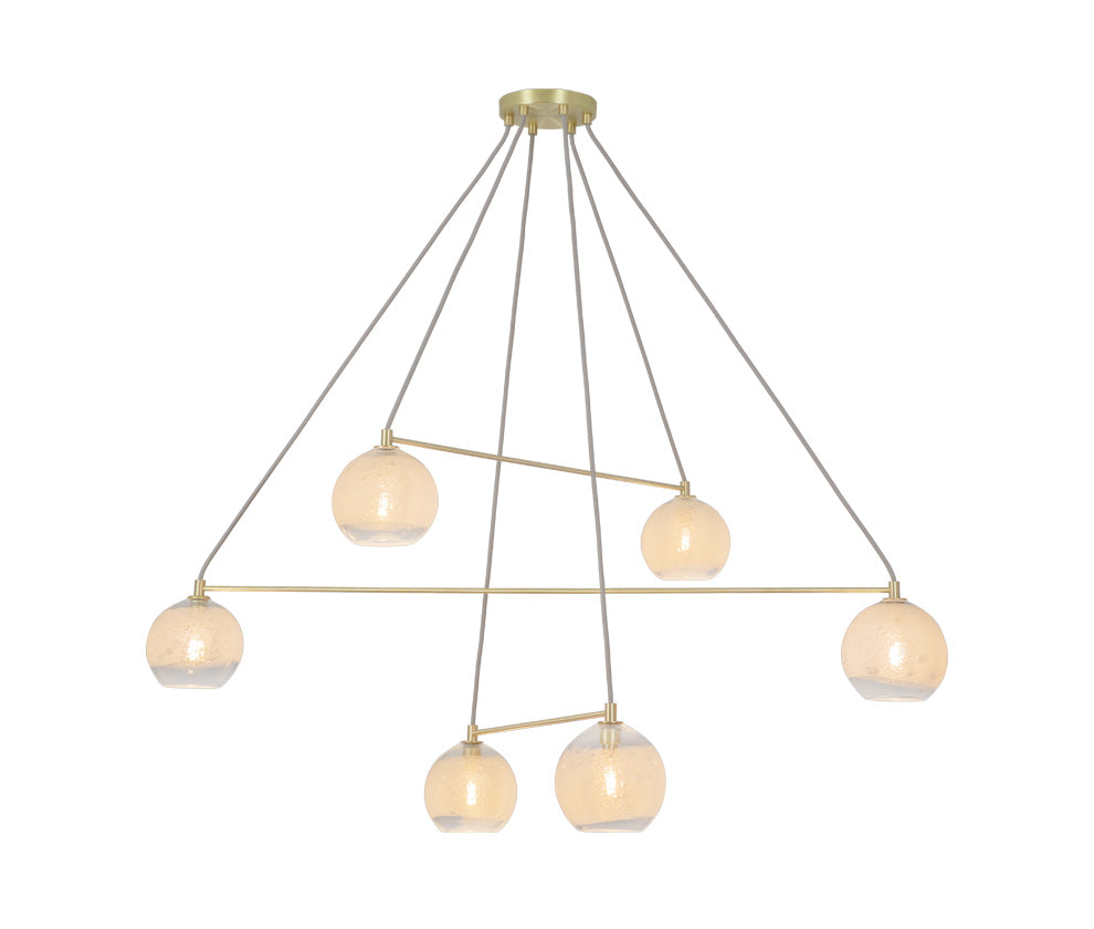 Linea Lega 6 Chandelier Clear Glass Brushed Brass Metal