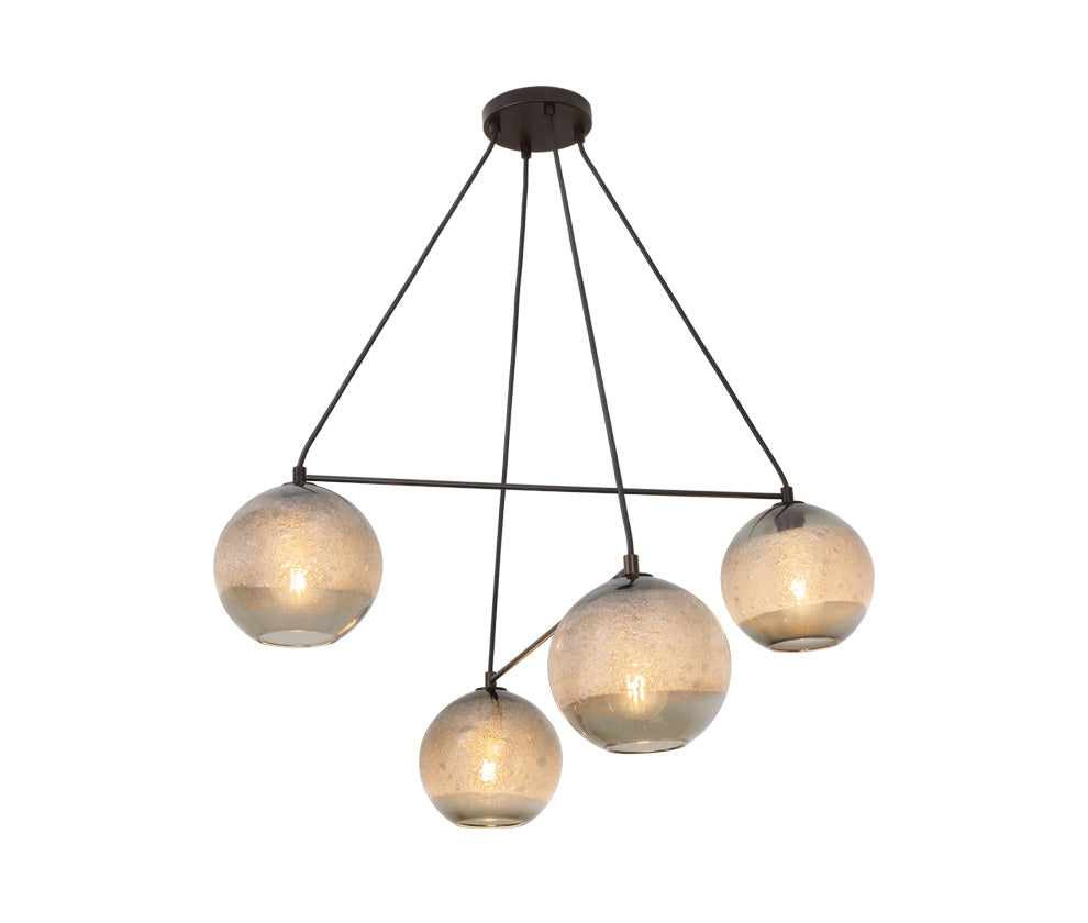 Linea Lega 490 Chandelier Grey Bubble Glass Dark Bronze Metal