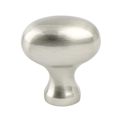 Transitional Advantage Three Brushed Nickel Oval Knob - This knob has a tooth on the bottom.