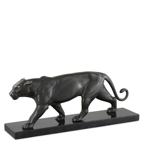 109572 - Panther bronze patina on marble base