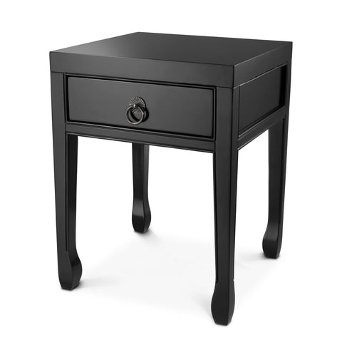 110028 - Side Table Chinese Low waxed black finish