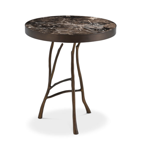 110618 - Side Table Veritas bronze finish brown marble