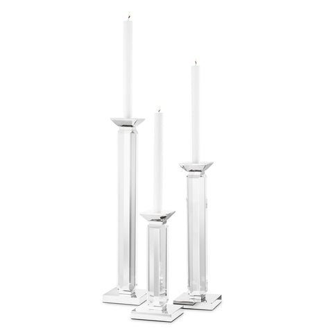 110637 - Candle Holder Livia nickel finish clear set of 3