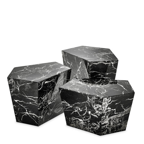 110658 - Coffee Table Prudential set of 3 black faux marble