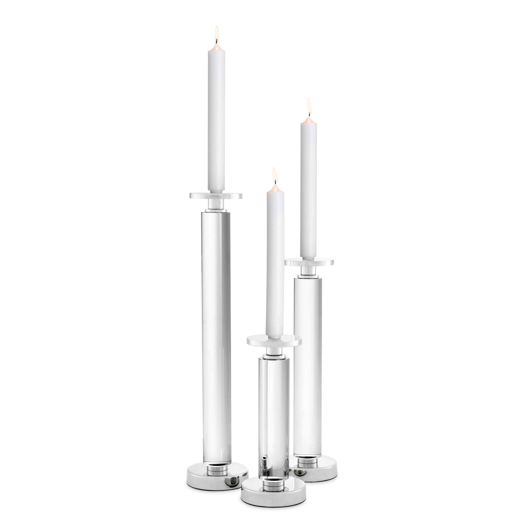 111131 - Candle Holder Chapman nickel finish clear set of 3