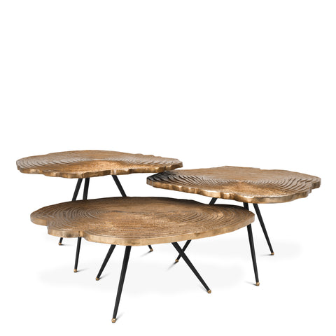 111461 - Coffee Table Quercus brass finish set of 3