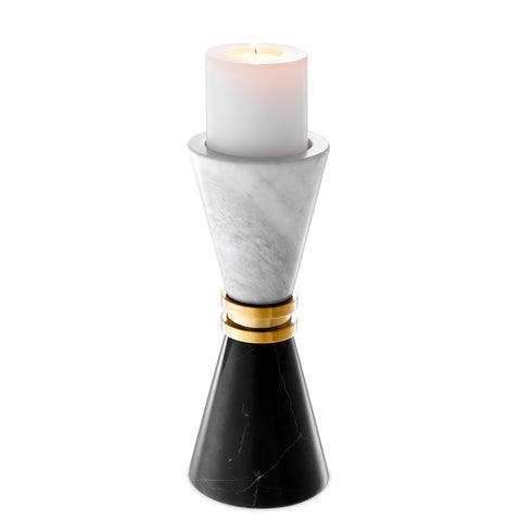 112092 - Candle Holder Diabolo black/white marble