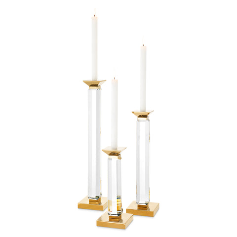 112093 - Candle Holder Livia gold finish clear set of 3