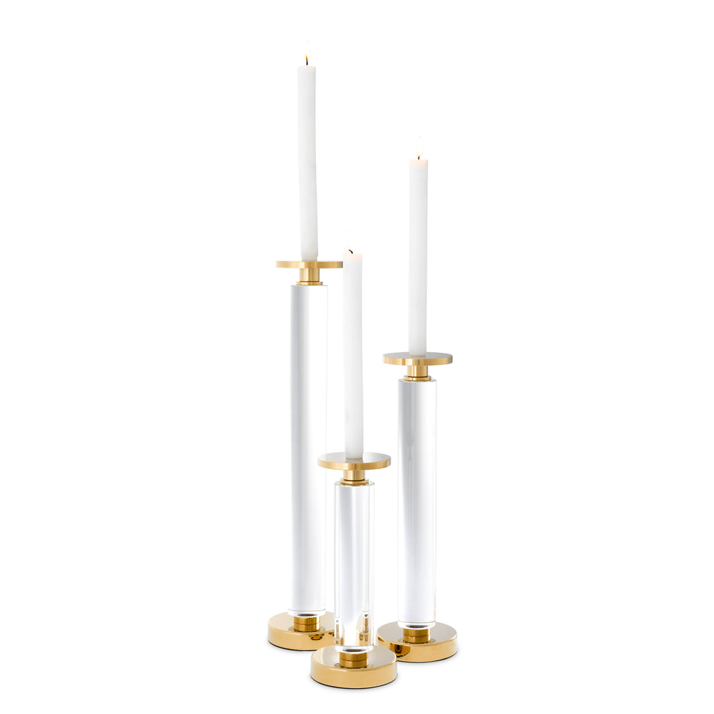 112094 - Candle Holder Chapman gold finish clear set of 3